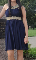 Продам темно-синее платье в греческом стиле. Размер 42-44.